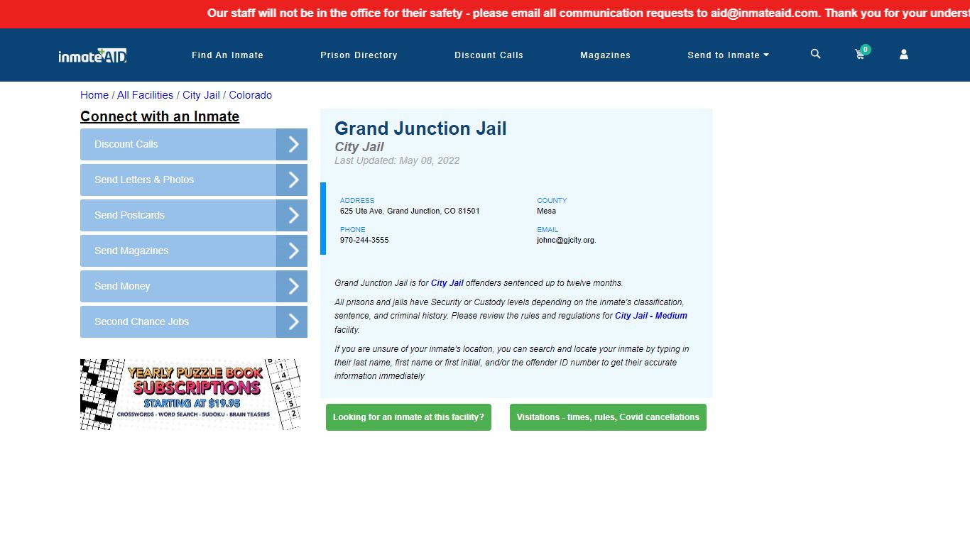 Grand Junction Jail | Inmate Locator