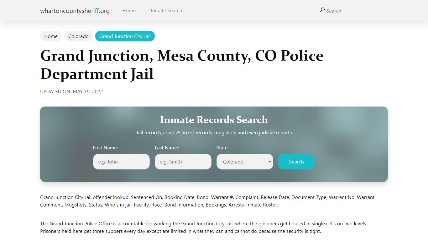 Grand Junction, CO City Jail Inmates, Arrests